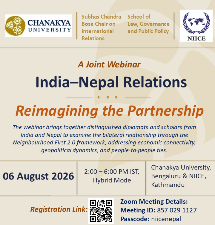 Webinar Programme : India–Nepal Relations: Reimagining the Partnership
